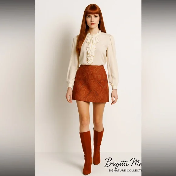 Silk Patchwork Plaid Mini Skirt - Picture 5 of 6